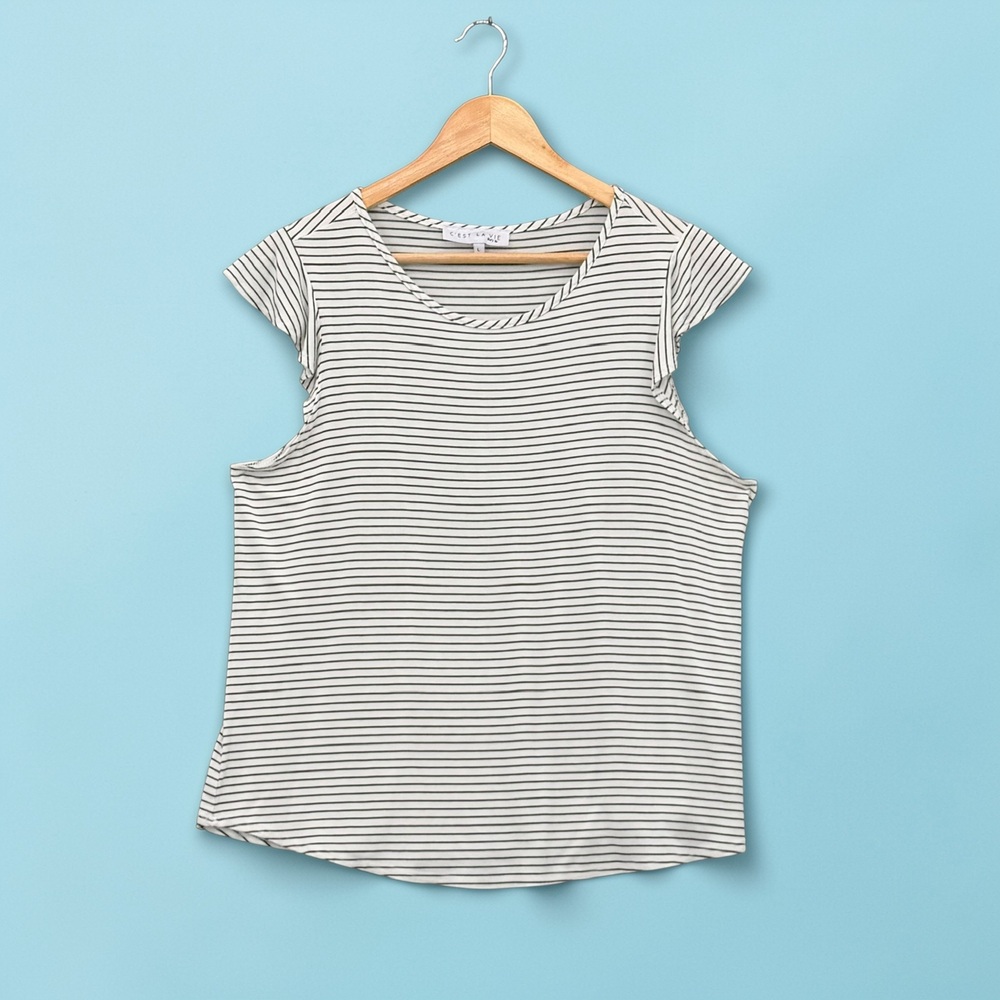 C'est La Vie Striped Crew Neck Shirt‎ L
